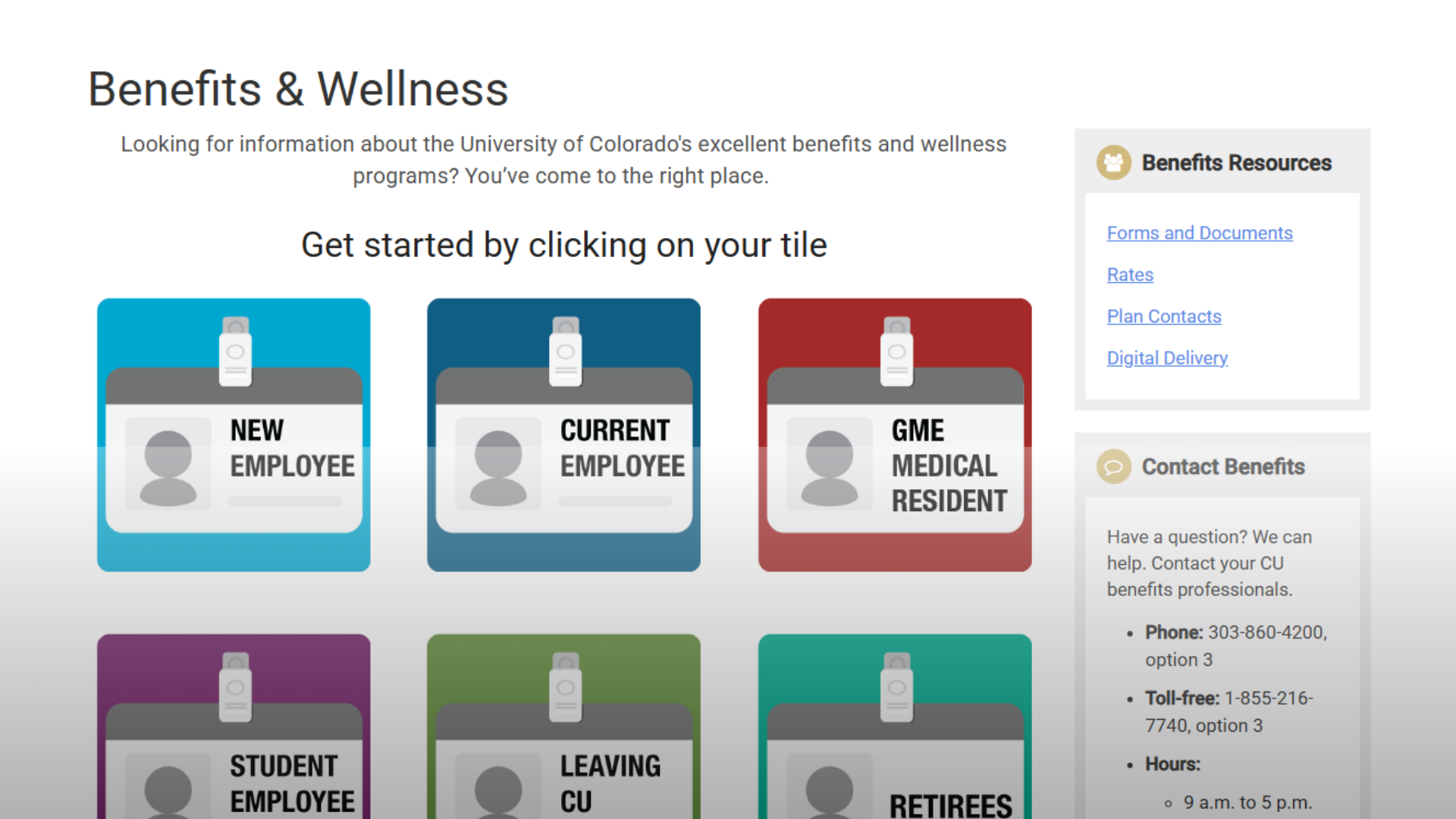 University of Colorado benefits and wellness page