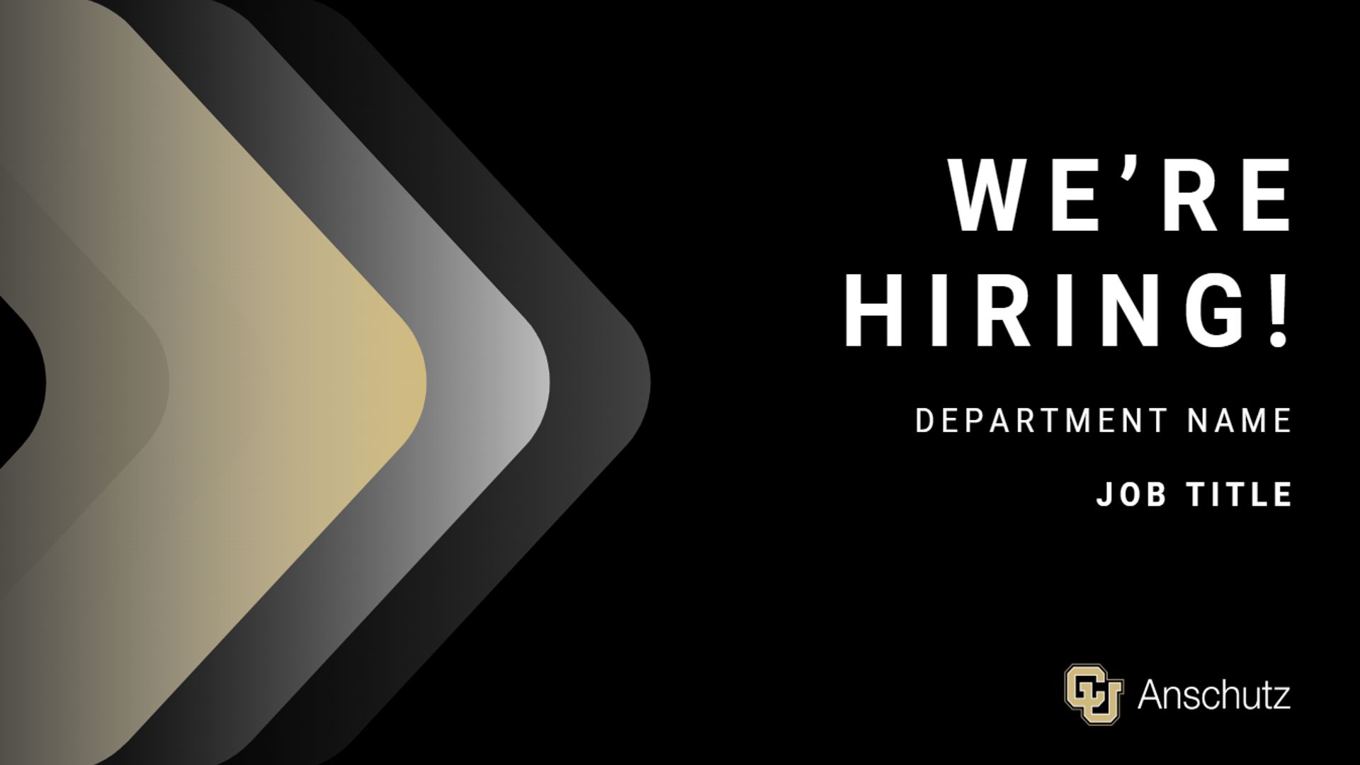 We Are Hiring with a gradient of gold arrows pointing to the right