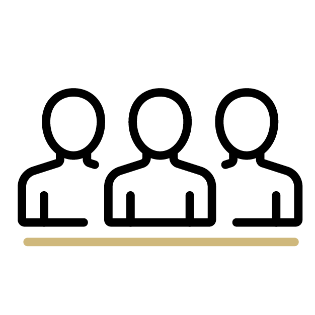 Icon of three figures next to each other