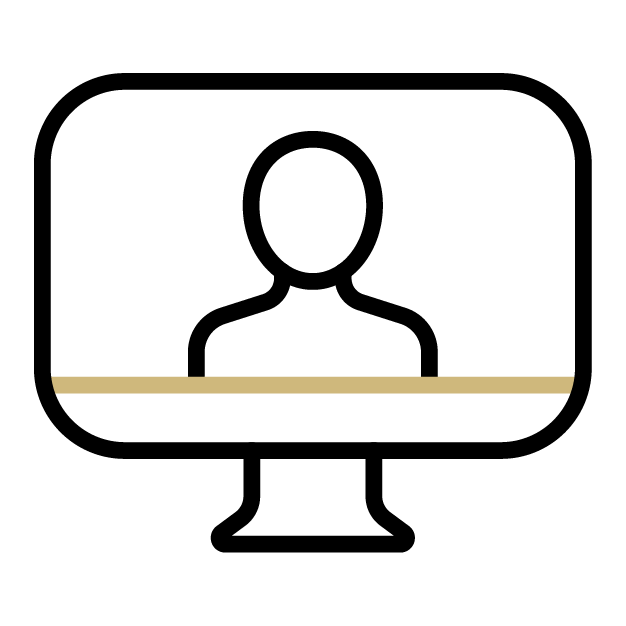 Icon of a computer monitor with a figure centered on the screen