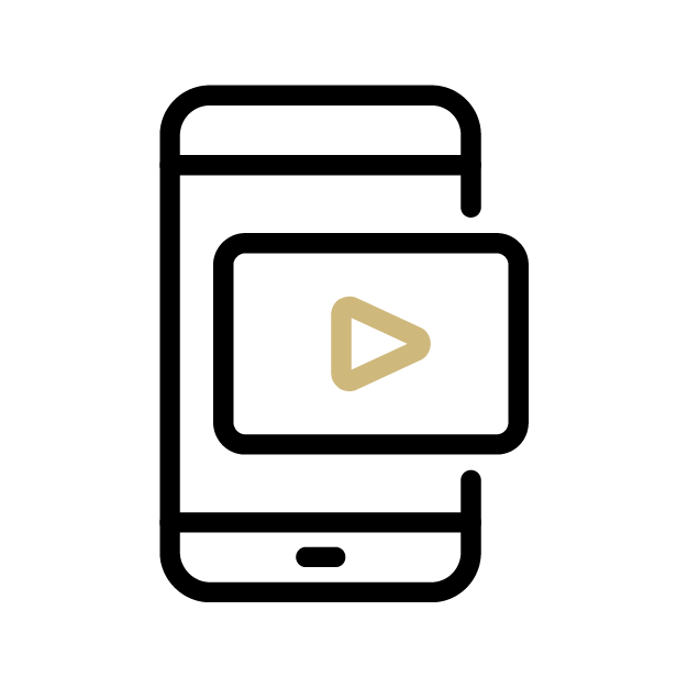 Icon of a mobile device with a video player box on the screen