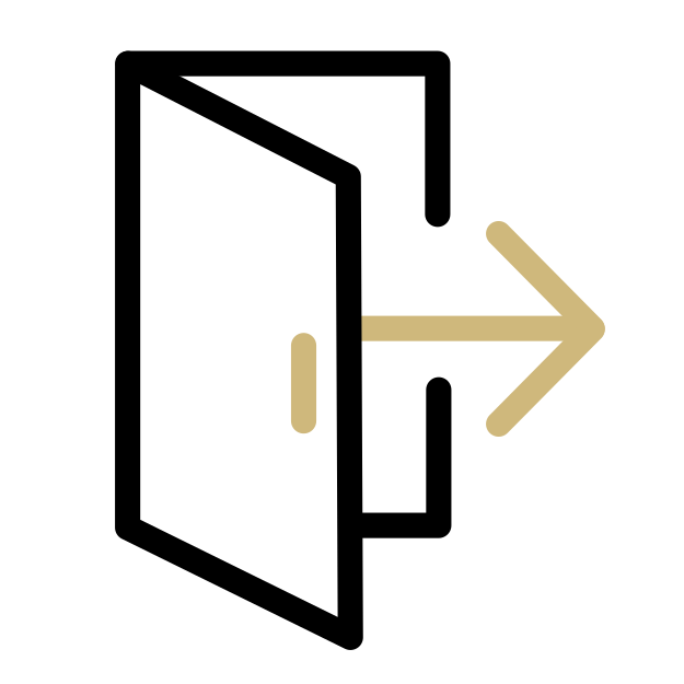 icon of an open door with an arrow pointing through