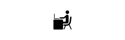 Icon depicting a figure sitting at a computer