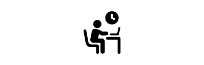 Icon depicting a figure sitting at a computer