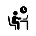 Icon depicting a figure sitting at a computer