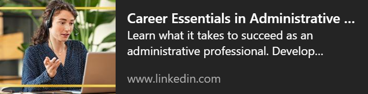 Career Essentials in Administrative Assistance, learn what it takes to succeed as an administrative assistant. Woman wearing headphones and looking at a laptop screen