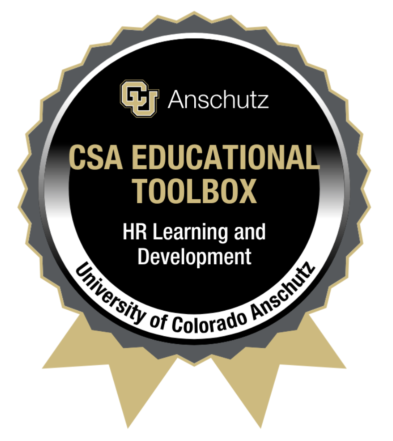 Credly badge for CU Anschutz CSA Educational Toolbox HR Learning and Development