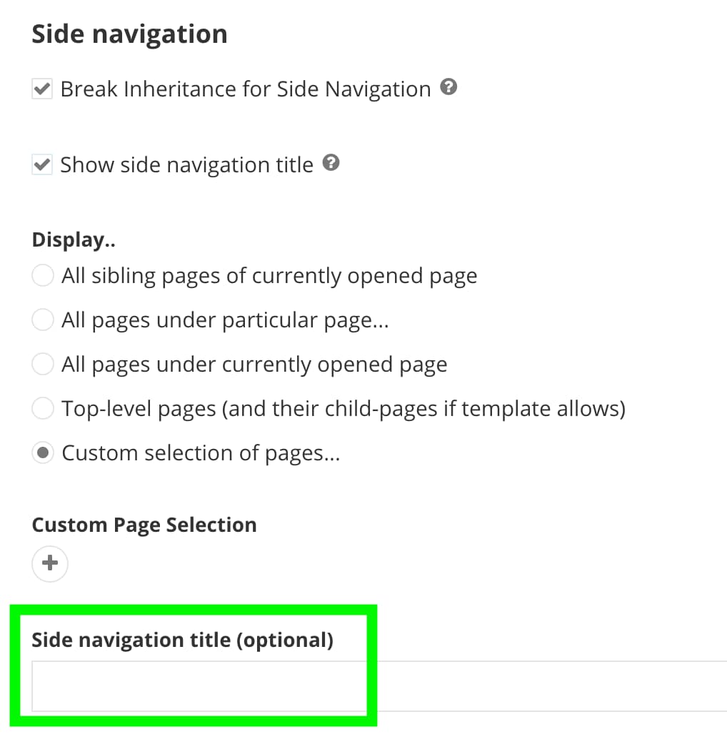 Optional side navigation title Optional side navigation title