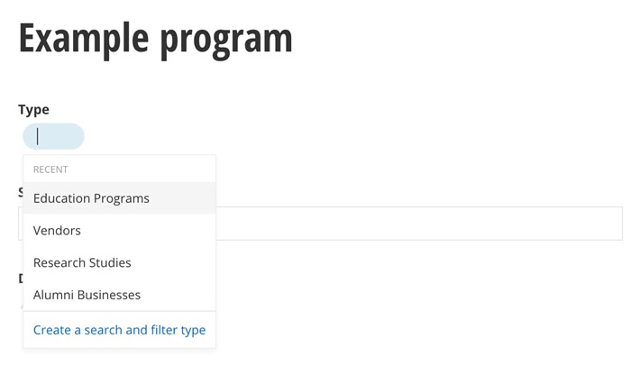 Select an item type from the available options after clicking plus button under Type field