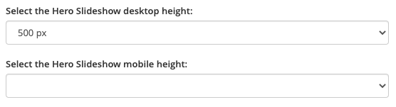 Select hero slideshow height Select hero slideshow height
