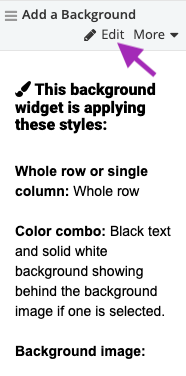 Click edit on Add a background widget Click edit on Add a background widget