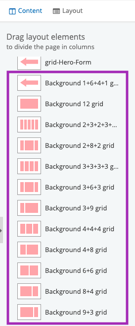 Layout tab - background grid widgets Layout tab - background grid widgets