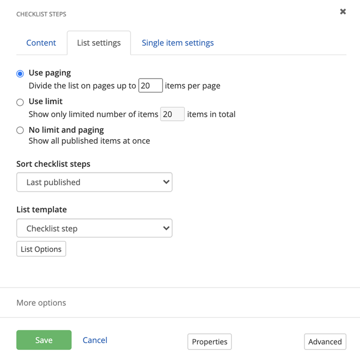 checklist steps list settings checklist steps list settings