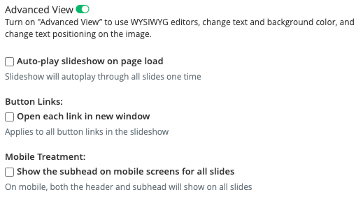 Hero Carousel - Advanced view, auto play, button links and mobile treatment settings Hero Carousel - Advanced view, auto play, button links and mobile treatment settings
