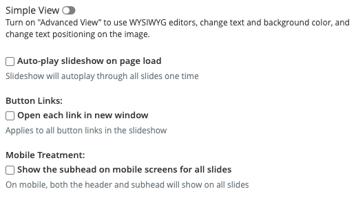 Hero Carousel - Simple view, auto play, button links and mobile treatment settings Hero Carousel - Simple view, auto play, button links and mobile treatment settings