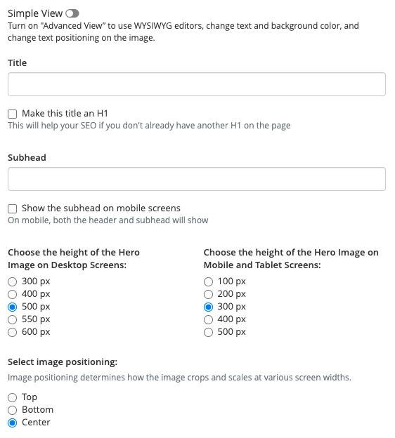 Hero Image - Simple view title, subhead, image height and positioning Hero Image - Simple view title, subhead, image height and positioning