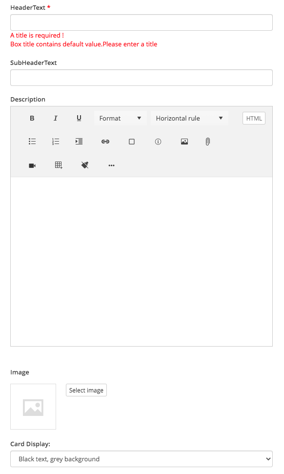Highlight box widget properties Highlight box widget properties