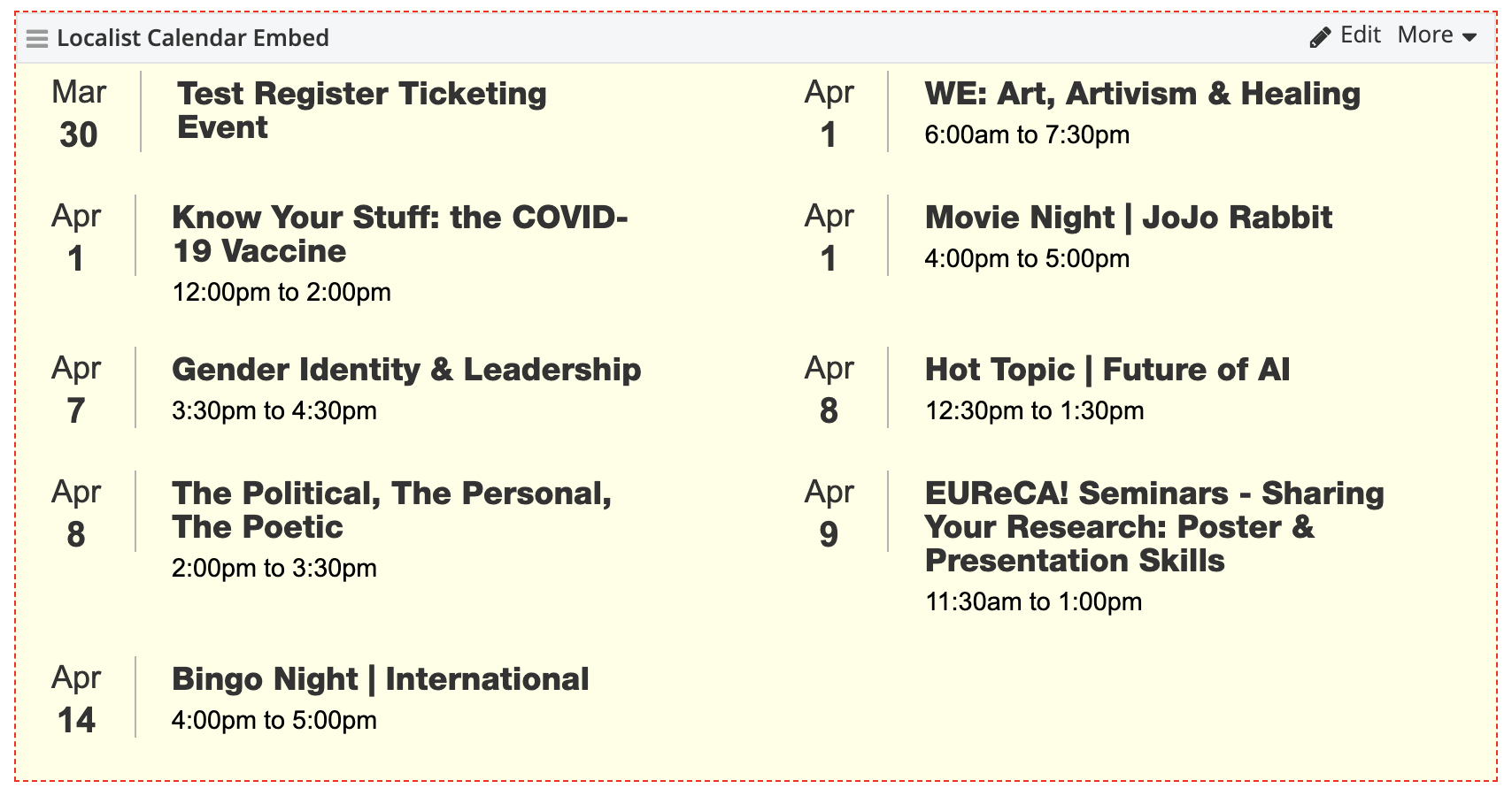 Localist embed preview Localist embed preview