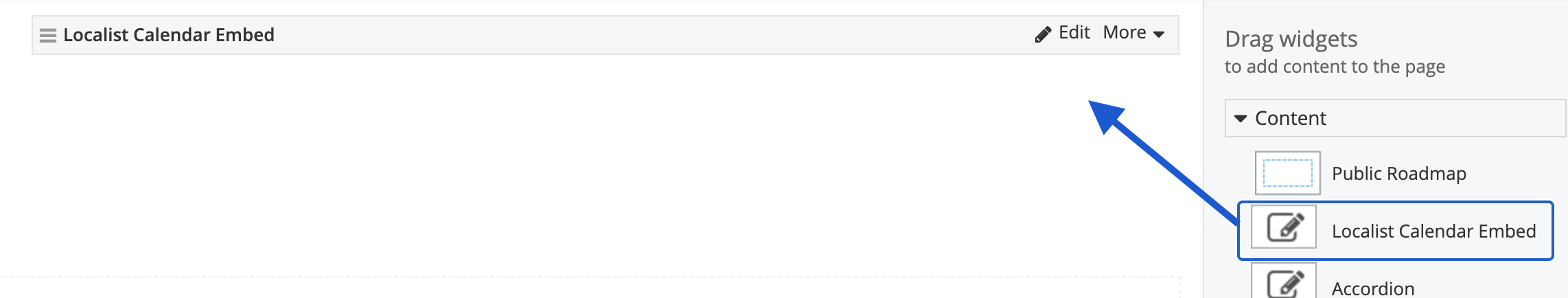 Drag and drop the Localist Calender embed widget Drag and drop the Localist Calender embed widget