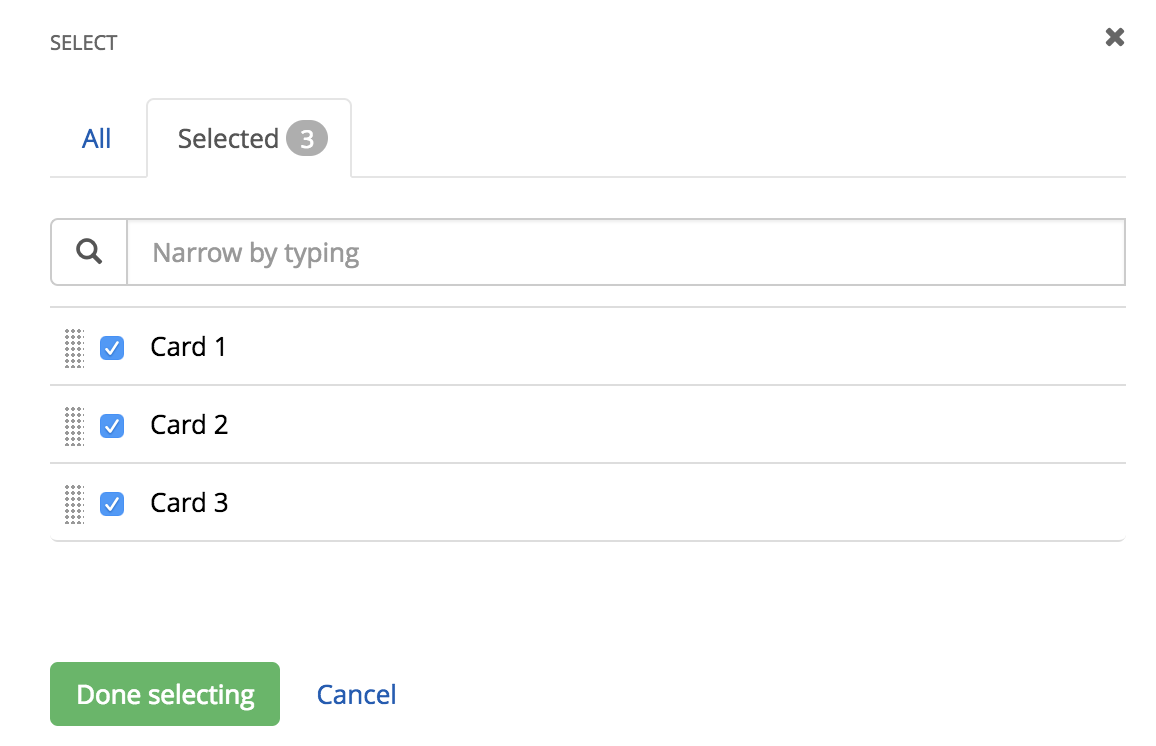 Screenshot of items reordered in the selected tab