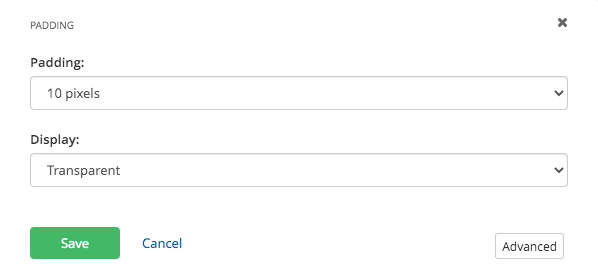 Padding widget properties Padding widget properties