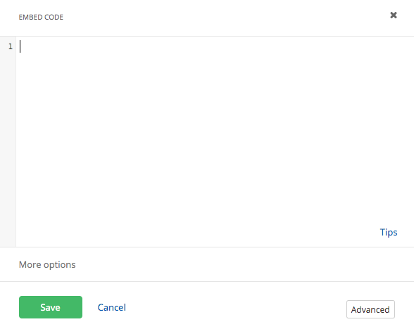 Embed widget edit interface Embed widget edit interface