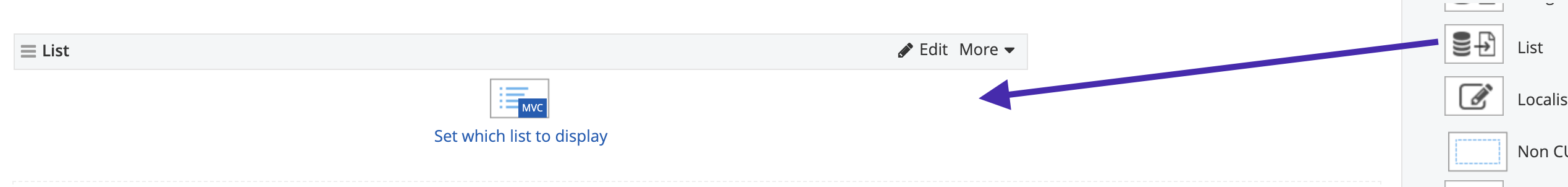 Drag and drop List widget on the page