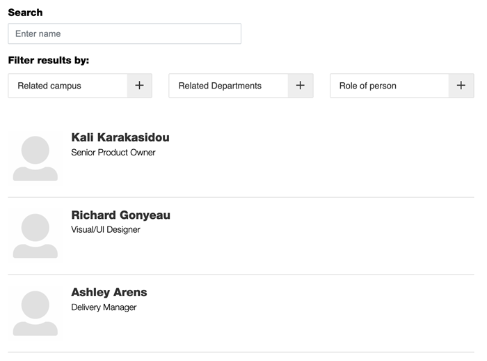 Web Bio - Search and filter example Web Bio - Search and filter example