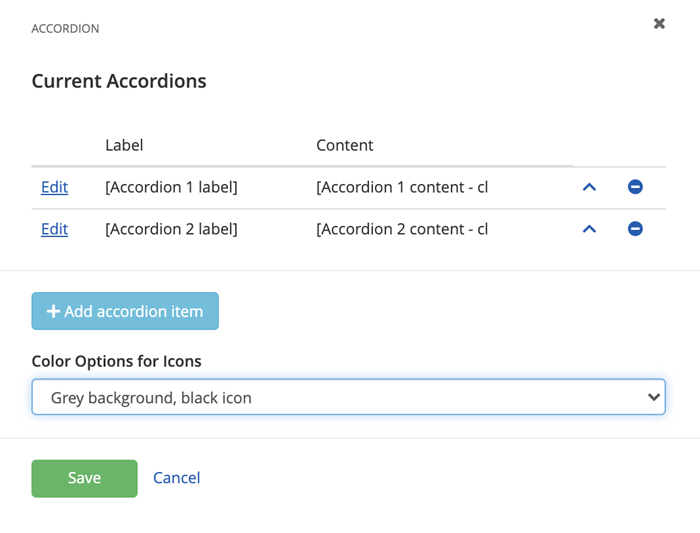 Accordion Widget Settings Accordion Widget Settings