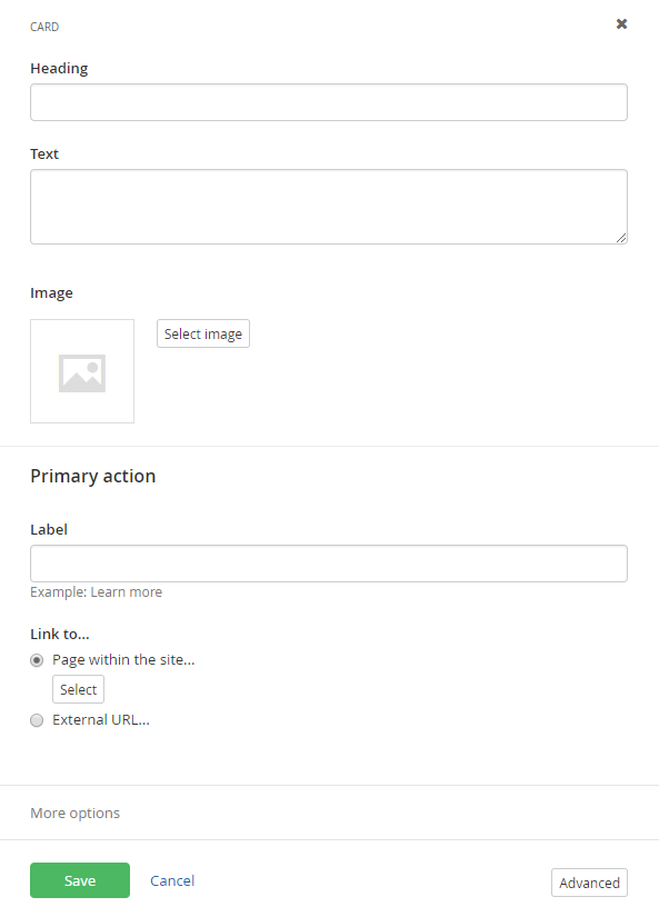 Card widget settings Card widget settings