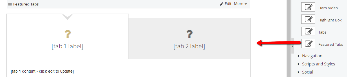 Dragging featured tabs widget to content area