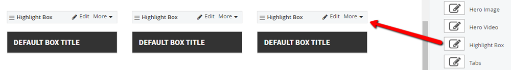 Dragging highlight box widget to content area Dragging highlight box widget to content area