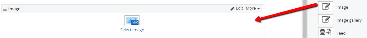 Dragging image widget to content area