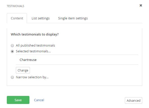 Testimonials widget settings Testimonials widget settings