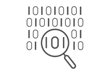 Magnifying glass with numbers and symbols