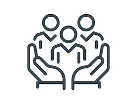 Icon of three people being held by hands