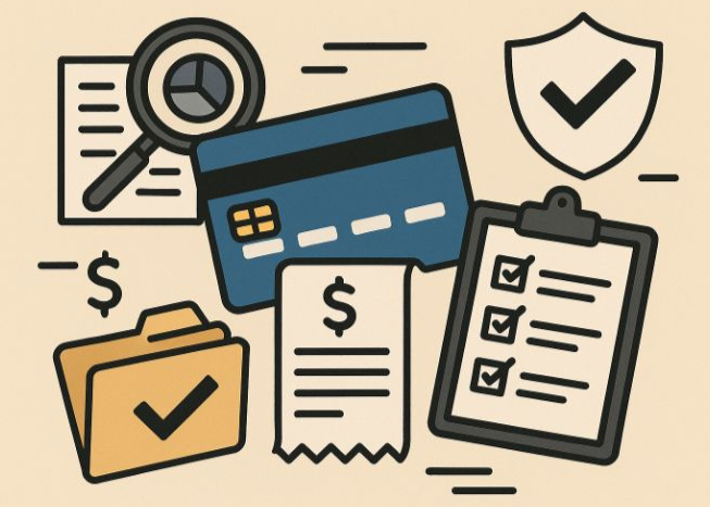 Graphic of Credit Card and compliance elements