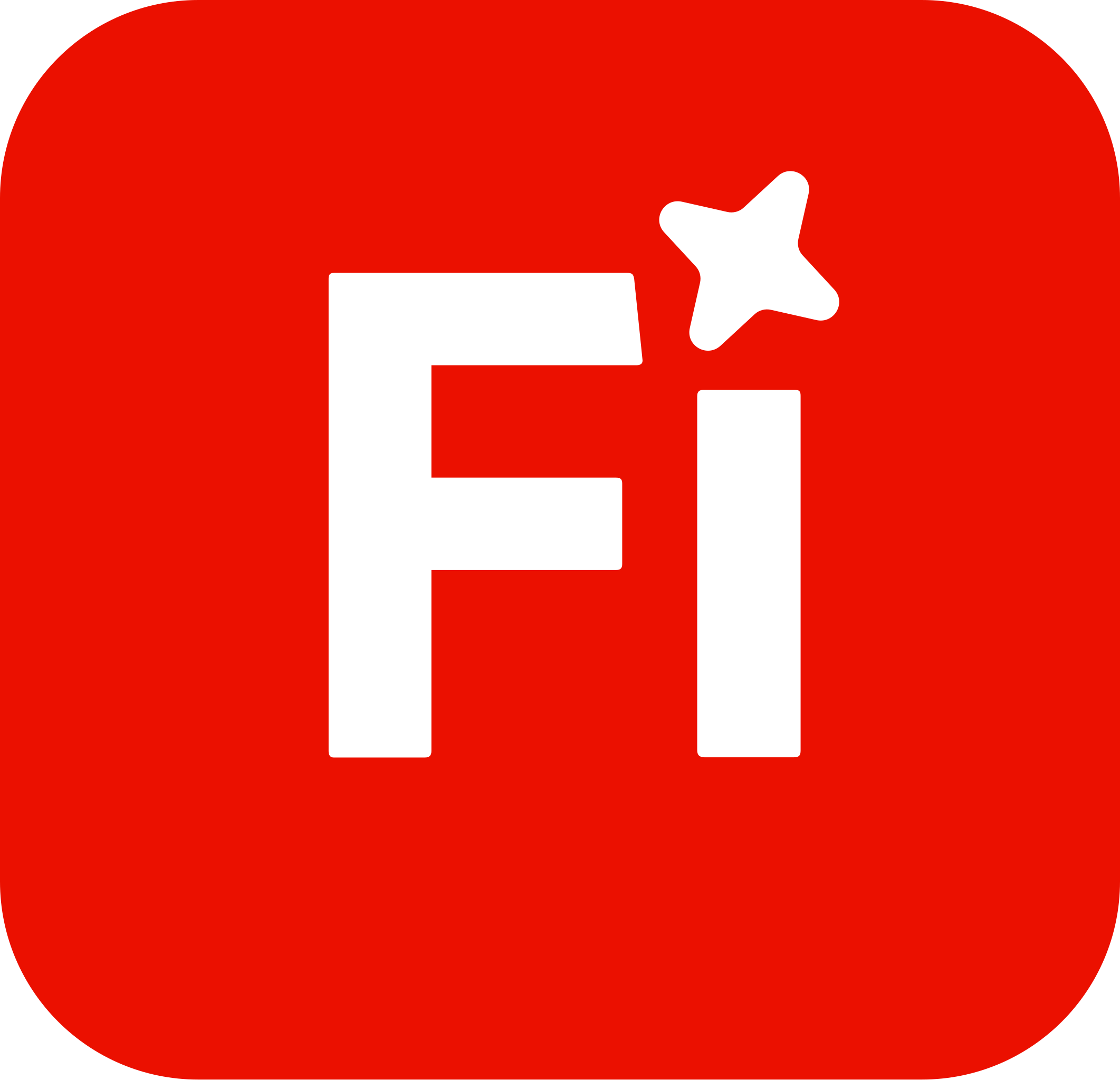 Red background with white text that reads FI
