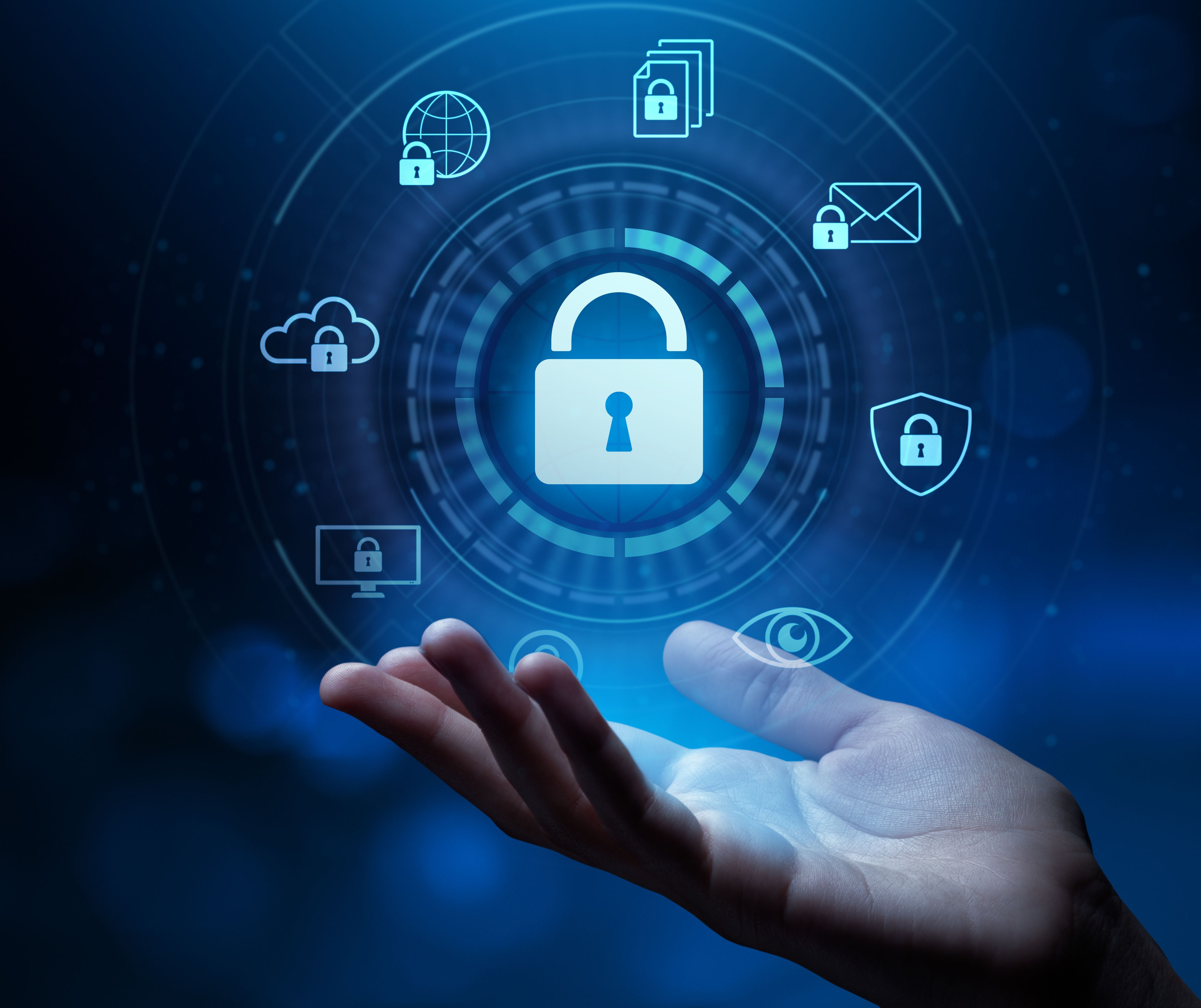 A virtual lock to symbolize data security