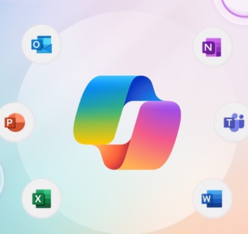 Copilot Logo Logo for Microsoft Copilot, showing a rainbow circle in the middle and microsoft app logos surrounding it in a circle