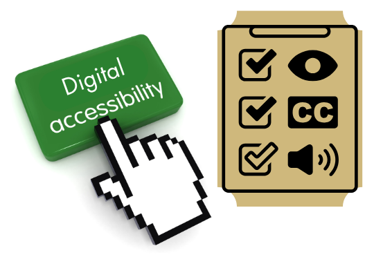 graphic of digital accessibility icons and a cursor pressing a Digital Accessibility button.