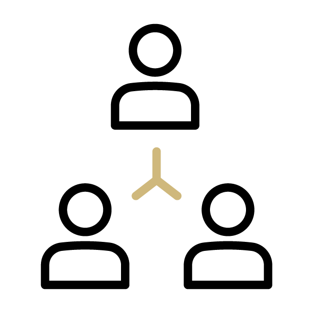 Graphic of 3 people icons interconnected