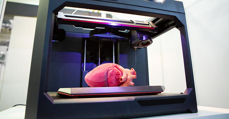 3d printer printing human heart