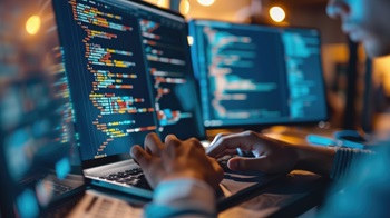 Computer screen showing code for software