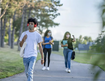 Students walking on campus