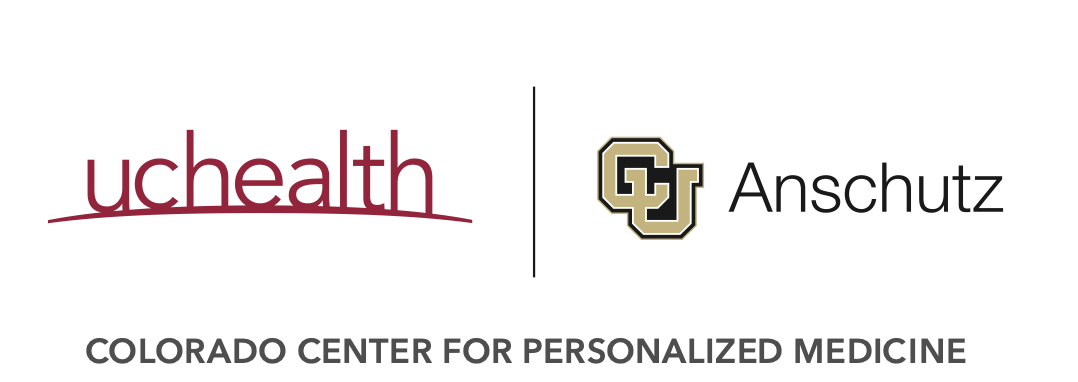 UCHealth and CU Anschutz logos next to each other with the words Colorado Center for Personalized Medicine underneath