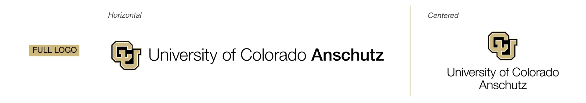 Full logo followed by the University of Colorado Anschutz logo formatted both horizontally and centered