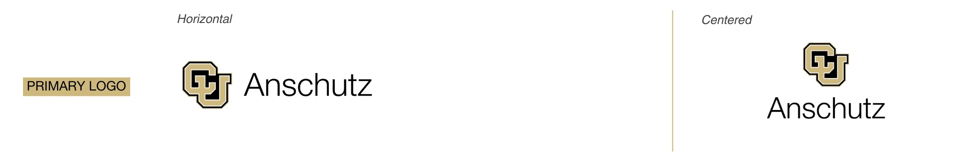 Primary logo followed by an image of the CU Anschutz logo both oriented horizontally and centered
