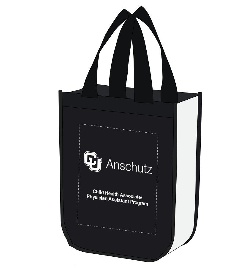 Black lunch tote bag with the CU Anschutz logo