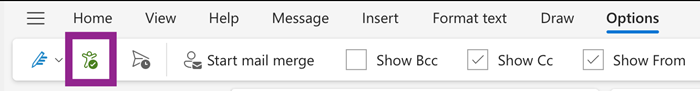 Accessibility checker button under options tab